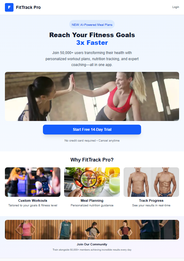 LANDING PAGE example